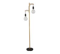 Piantana Industrial-Nordico Tribeca Acciaio Marrone Legno Nero 2 Luci E27 [EEK: A++]