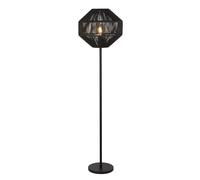 Piantana Industrial-Nordico Vimini Acciaio Nero Tessuto 1 Luce E27