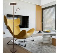 Piantana Lampada a Luce Indiretta Sala Pranzo Vetro Nichel Opaco LED H 180 CM