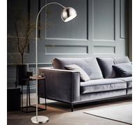 Piantana Lampada ad Arco Sala Pranzo Argento Bianco 1 Luci Alteyya 150 CM