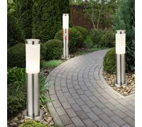 Piantana Lampada con Piedistallo Luce per Esterni Movimento Prese 1x E27 3er Set [EEK: Non valutato]