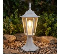 Piantana Lampada da Esterni con Piedistallo Lanterna Giardino Bianco Vetro E27 H [EEK: Non valutato]