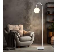 Piantana Lampada da Pavimento Letto Vetro Sfera Scrivania E27 Bianco H 150 CM [EEK: Inaditato]