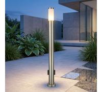 Piantana Lampada da Percorso LED Giardino Acciaio Inox Prese H 110 CM