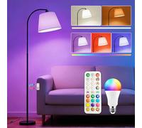 Piantana Lampada da Terra ad Arco Salotto LED Moderna, 170CM Doppio Controllo con Telecomando e Interruttore a Piede, 9 Colori +6 Dinamici, Lampadina Dimmerabile, CRI92, 1200LM, per Soggiorno e Camera