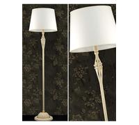 Piantana, lampada da terra classica in ferro battuto avorio e oro con paralume 1 luce pre LT 165/1C per salotto, soggiorno, sala da pranzo, cameretta, camera da letto.