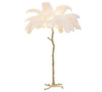 Piantana Lampada da terra di piume di struzzo,Lampada da Terra A Luce Soffusa Lampada Orientabile,lampada da terra moderna in piedi lampada da comodino romantica decorazione,White-120CM