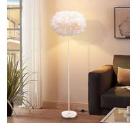 Piantana Lampada da Terra Salotto in Piuma,Lampade da Terra con Interruttore a Pedale,150cm Altezza Bianca Piuma Lampada Piantana LED per Camera da Letto,Pranzo,Lavoro,Angolo Home Decor(Base E27)