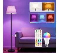 Piantana Lampada da Terra Salotto LED Moderna RGB, 152CM Doppio Controllo con Telecomando e Interruttore a Piede, 9 Colori +6 Dinamici, Lampadina Dimmerabile, CRI92, 10W 1200LM, per Soggiorno e Camera