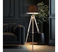 Piantana Lampada di Legno Stativleuchte Altezza Regolabile Grigio 3-Bein [EEK: Non valutato]