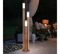 Piantana Lampada Lampade da Percorso Legno Ottica Acciaio Inox Giardino H 170 CM