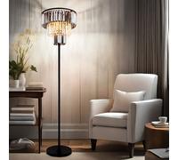 Piantana Lampada Lato Cristalli 3 Fiamma Fumé Trasparente H 160 CM [EEK: Non valutato]