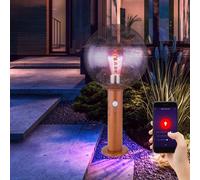 Piantana Lampada Luce per Esterni RGB LED Smart Simil Legno Sensore Dimmbar Alu