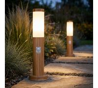 Piantana Lampada Luce per Esterni Sensore di Movimento da Balcone Simil Legno 2x [EEK: Nicht bewertet]
