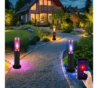 Piantana Lampada Luce per Esterni Sensore di Movimento Smart RGB LED Nero 3x