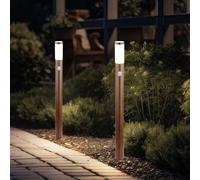 Piantana Lampada per Esterni Cortile Simil Legno Sensore di Movimento 2er Set [EEK: Non valutato]