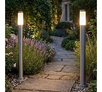 2er Set Piantana Lampione Luce per Esterni Intemperie Acciaio Inox 1x E27 [EEK: Non valutato]