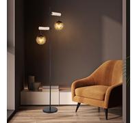 Piantana Lampada Tavolo Legno Colori Naturali Tonalità di Vetro Orientale [EEK: Non valutato]