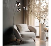 Piantana Lampada Tavolo Piantana Tonalità di Vetro Cromo Al Vapore Nero 3x E24 [EEK: Inaditato]