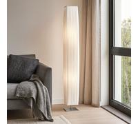 Piantana Lampada Tavolo Tessuto Bianco 2 Fiamma E27 Cromo Metallo [EEK: Non valutato]