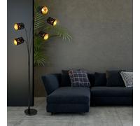 Piantana Lampadario Camera Letto Paralume IN Tessuto Nero 5-flammig Golden [EEK: Non valutato]