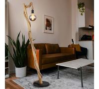Piantana Lampada Wood Casa di Campagna Corda Canapa Nero E27 H 150cm [EEK: Inaditato]