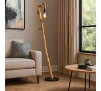 Piantana Lampada Wood Corda Canapa Braun Metallo Nero Casa di Campagna H 150cm [EEK: Non valutato]