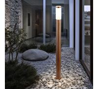 Piantana Lampade da Percorso Esterni E27 Terrazza Simil Legno Acciaio Inox Opale [EEK: Non valutato]