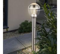 Piantana Lampada Cortile Lampione Acciaio Inox Argento Satinato LED H 59 CM