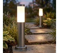 Piantana Lampade da Percorso Esterni IP44 Acciaio Inox Opale Bianco Caldo LED