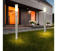 2x Piantana Luce per Esterni Lampione E27 Movimento Acciaio Inox Giardino 110 CM