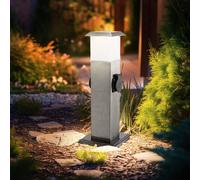 Piantana Lampione con Piedistallo LED Presa Acciaio Inox Distributore Energia