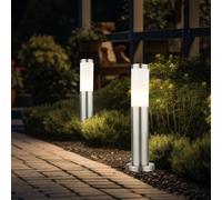 Piantana Lampione Luce per Esterni 2er Set Acciaio Inox Lampade Argento H 45 CM [EEK: Non valutato]