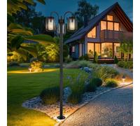 Piantana Lanterna Esterni Retrò Acciaio Inox IP44 Barra-Metallo Nero E27 180cm [EEK: Non valutato]