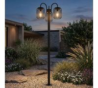 Piantana Lanterna Esterni Retrò Acciaio Inox IP44 Barra-Metallo Nero E27 180cm [EEK: Non valutato]