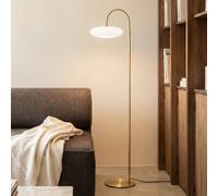 Piantana LED Lucande Tenebra, 150 cm, ottone/bianco, vetro LUCANDE