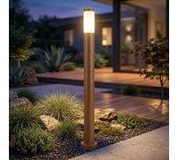 Piantana Luce per Esterni Lampade da Percorso E27 Acciaio Inox Opale Simil Legno [EEK: Non valutato]
