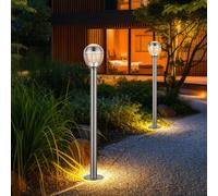 Piantana Luce per Esterni LED Lampada da Giardino Satinato Chiaro Acciaio 2x [EEK: F]