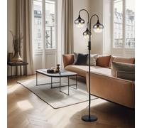 Piantana Luce Sala da Pranzo Lampada Lato Vetro Nero Fumé H 165 CM [EEK: Inaditato]