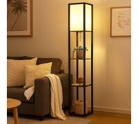 Piantana Luce Sala da Pranzo Lampada Tavolo Tessuto Scaffale IN Legno H 159 CM [EEK: Inaditato]