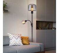 Piantana Luci Soggiorno Piantana Flessibile Metallo Nero Vetro Fumé Lesespot [EEK: Non valutato]