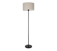 Eglo Feniglia - Lampada a piantana angolare, in metallo nero con paralume in lino e colori naturali, lampada da soggiorno con attacco E27, 151 cm