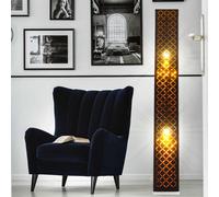 Piantana Paralume IN Tessuto Lampada Tavolo Nero Foglia Oro H 118 CM [EEK: Non valutato]