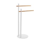 PIANTANA PORTA ASCIUGAMANI BAGNO 2 BRACCI IN BAMBOO 22x31xh.81 cm ACCIAIO BIANCO