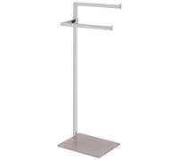 PIANTANA PORTA ASCIUGAMANI BAGNO DOPPIA ACCIAIO BASE VETRO TORTORA 20x28xh86,5cm