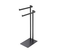 Piantana Porta Asciugamani Da Appoggio Per Bagno In Acciaio Nero Opaco Linea Style, L 20 x P 30 x H 70 Cm, Dotata Di 2 Braccia Porta Salviette