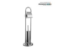 Piantana porta rotolo carta igienica bagno con scopino da terra spazzolone wc