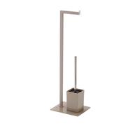 Feridras Piantana porta rotolo e scopino bagno Full Tortora – vetro e acciaio 22×18×70,5 cm