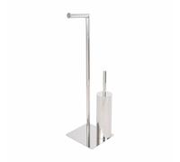 METAFORM Piantana WC Porta Rotolo e Porta Scopino Lucido in Acciaio Inox Aisi 304 MOD. Poseidon
