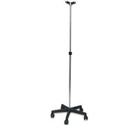 Piantana portafeblo ipodermoclisi 2 ganci, base a 5 razze in plastica con ruote.